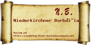 Niederkirchner Borbála névjegykártya